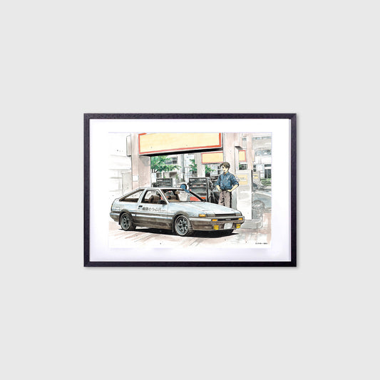 藤原拓海 AE86トレノ-ガソリンスタンド
